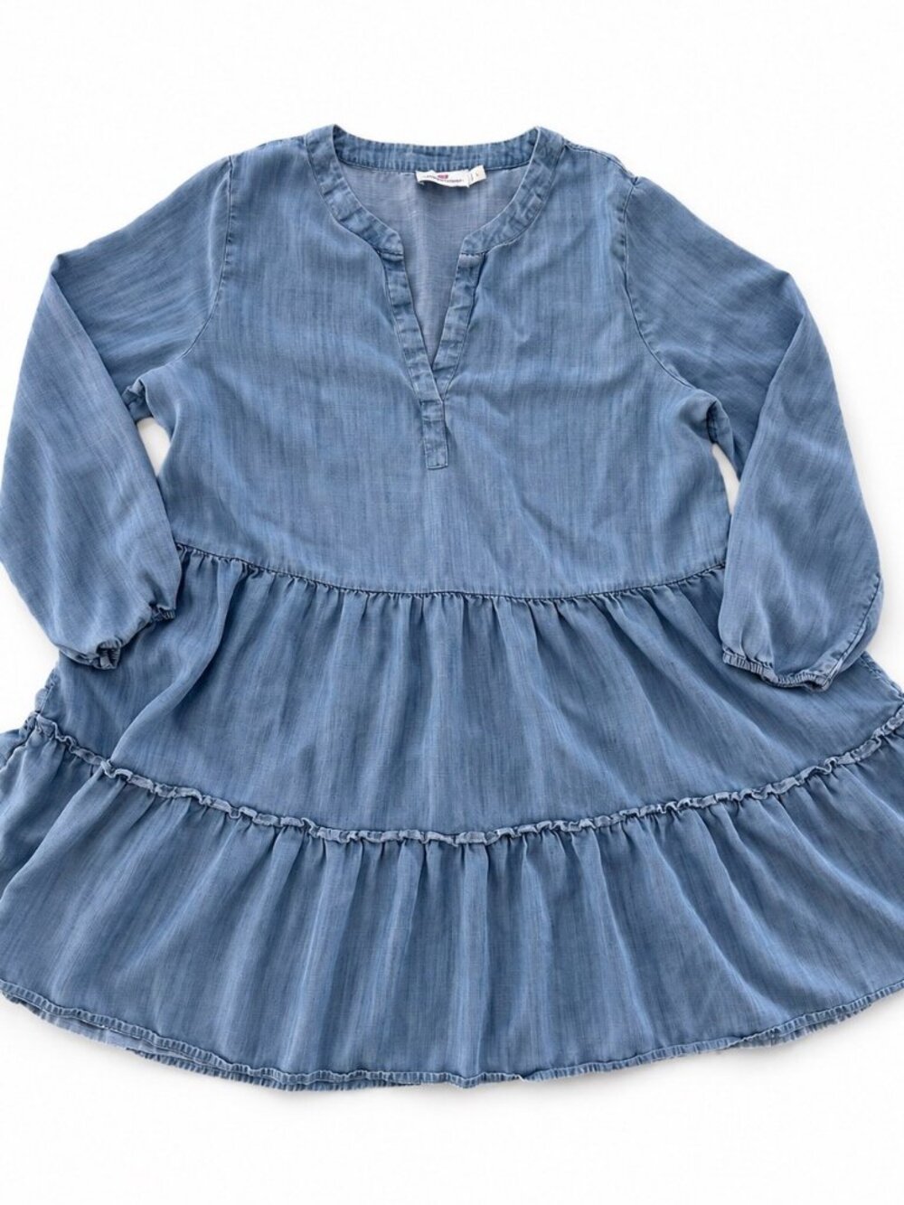Vineyard Vines Womens Blue Chambray Tiered Dress L